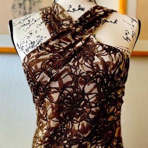 Ann Taylor Brown Shimmery Top